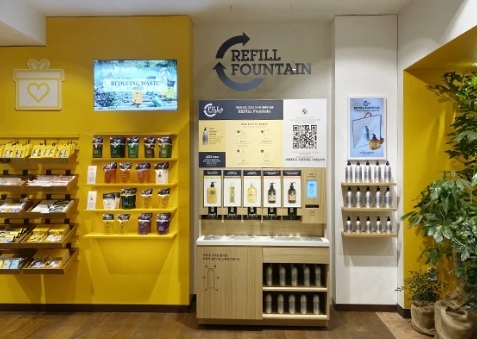 코엑스에 마련된 리필스테이션. (사진=록시땅코리아 제공)