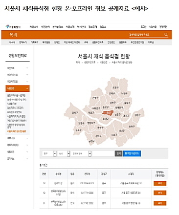 지난해 1월 서울시가 공개한 '서울시채식 음식점 현황' (사진=서울시 제공)