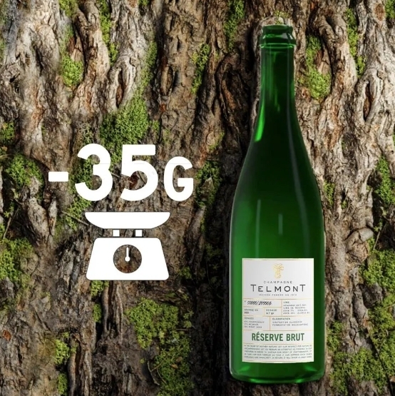 샴페인 텔몽이 탄소발자국을 줄이기 위해 병의 무게를 줄였다. (사진=Champagne Telmont) 