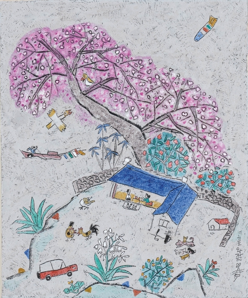 추정가 1500~3500만원에 나온 이왈종 '제주생활의 중도', 57x47cm. (사진=케이옥션 제공)