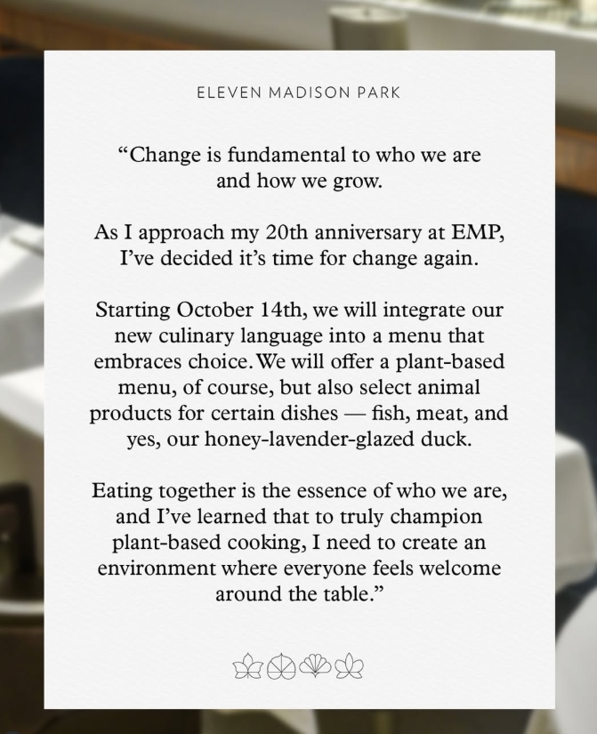 (사진=Eleven Madison Park 인스타그램 갈무리)