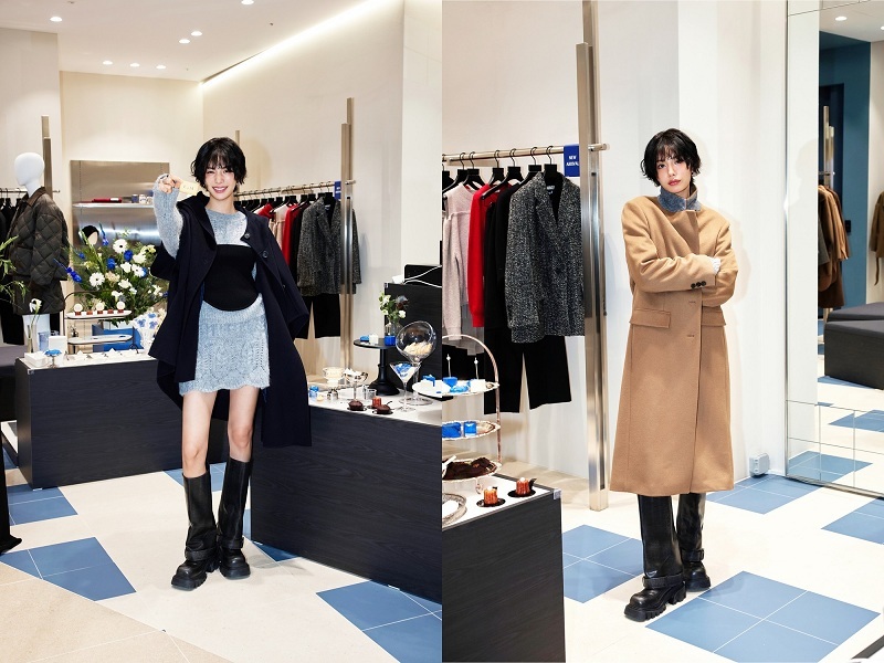 나나가 E.B.M 2025 WINTER 컬렉션 의상을 착용하고 포즈를 취하고 있다 (사진=E.B.M 제공)