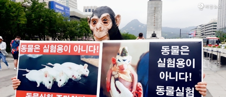 [전문] "동물실험은 과학 아닌 도박"…시민단체, 광화문서 중단 촉구