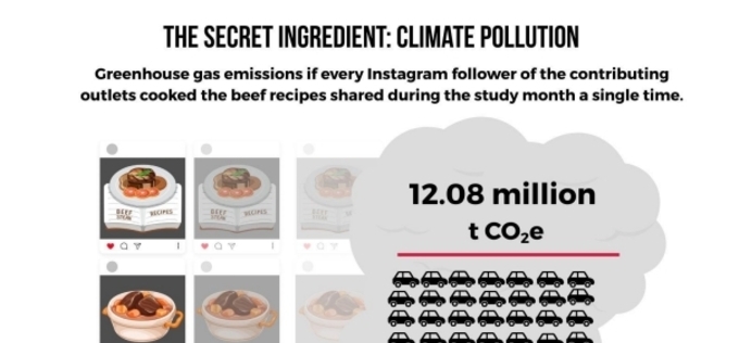 주요 음식 플랫폼, 소셜미디어 소고기 레시피로 ‘기후 재앙’ 부추겨