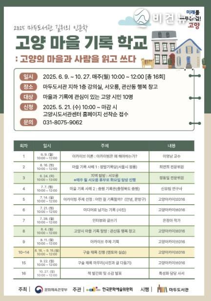 마두도서관 ‘고양 마을 기록학교’ 홍보문