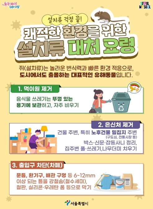 '쾌적한 환경을 위한 설치류 대처 요령' 홍보 포스터
