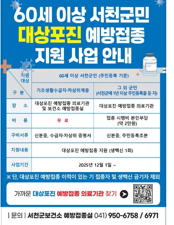 12월 1일 대상포진 예방접종 지원사업 본격 시행